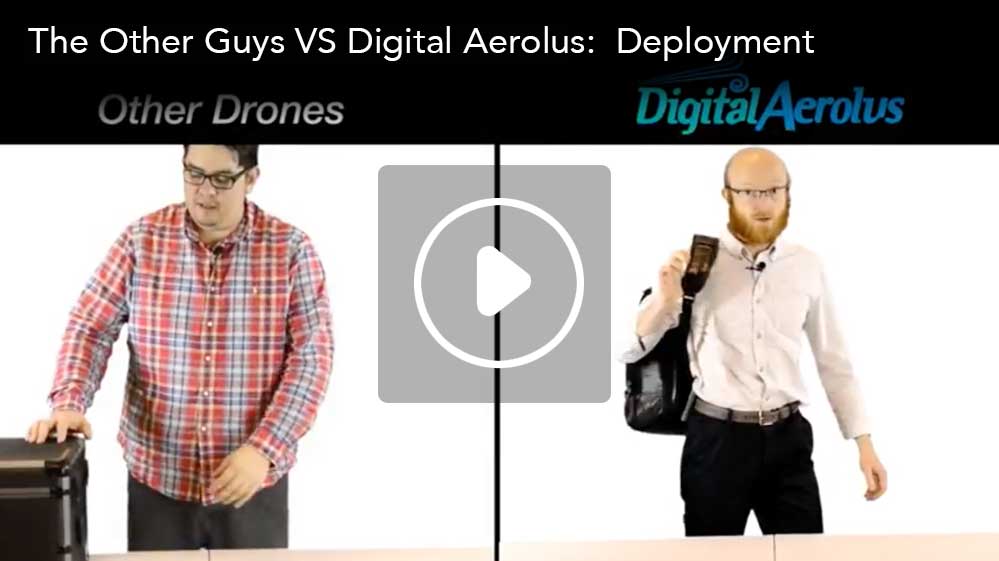 Digital Aerolus compares deployment time of a standard drone with a Digital Aerolus drone